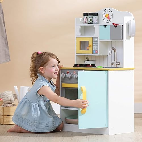 Miniatura 7 de Teamson Kids Juego de cocina de juego de simulación con accesorios Little Chef Florence Classic White Green Yellow Kids Play Kitchen