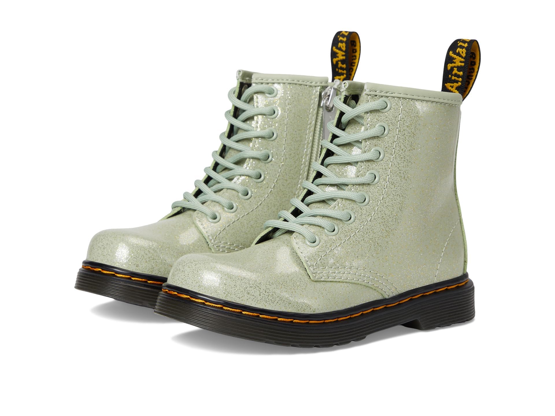Dr. Martens Kids Unisex 1460 J (Little Kid/Big Kid) Sage Green Glitter, 3 Little Kid Medium