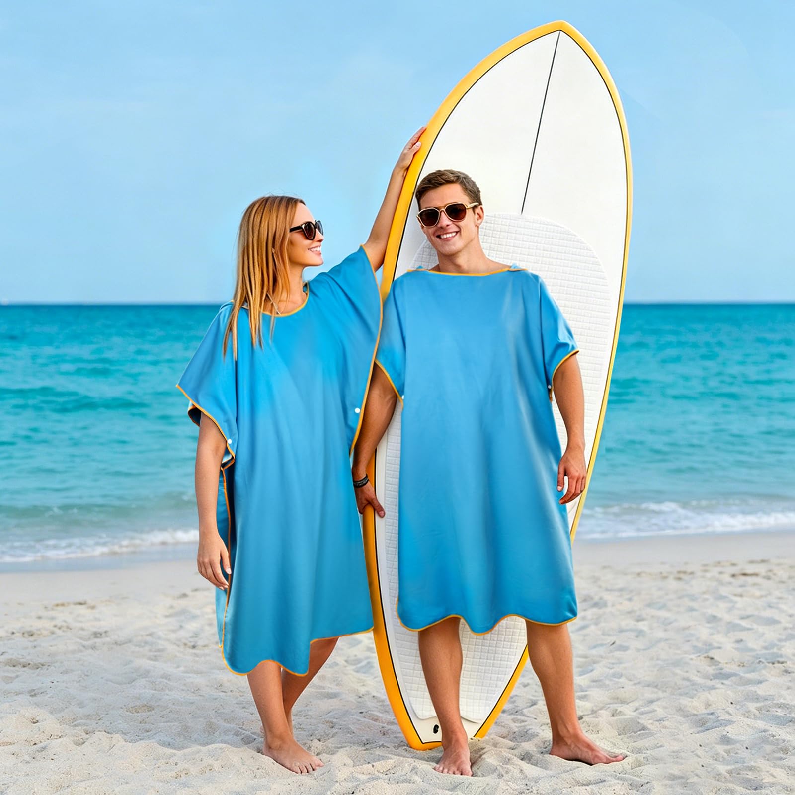 Poncho da Bagno Unisex, Poncho Asciugamano Microfibra, Poncho da Surf, Accappatoio Poncho con Cappuccio, Asciugatura Rapida, Antivento, Calda, Poncho Surf per Sport Acquatici Spiaggia Surf