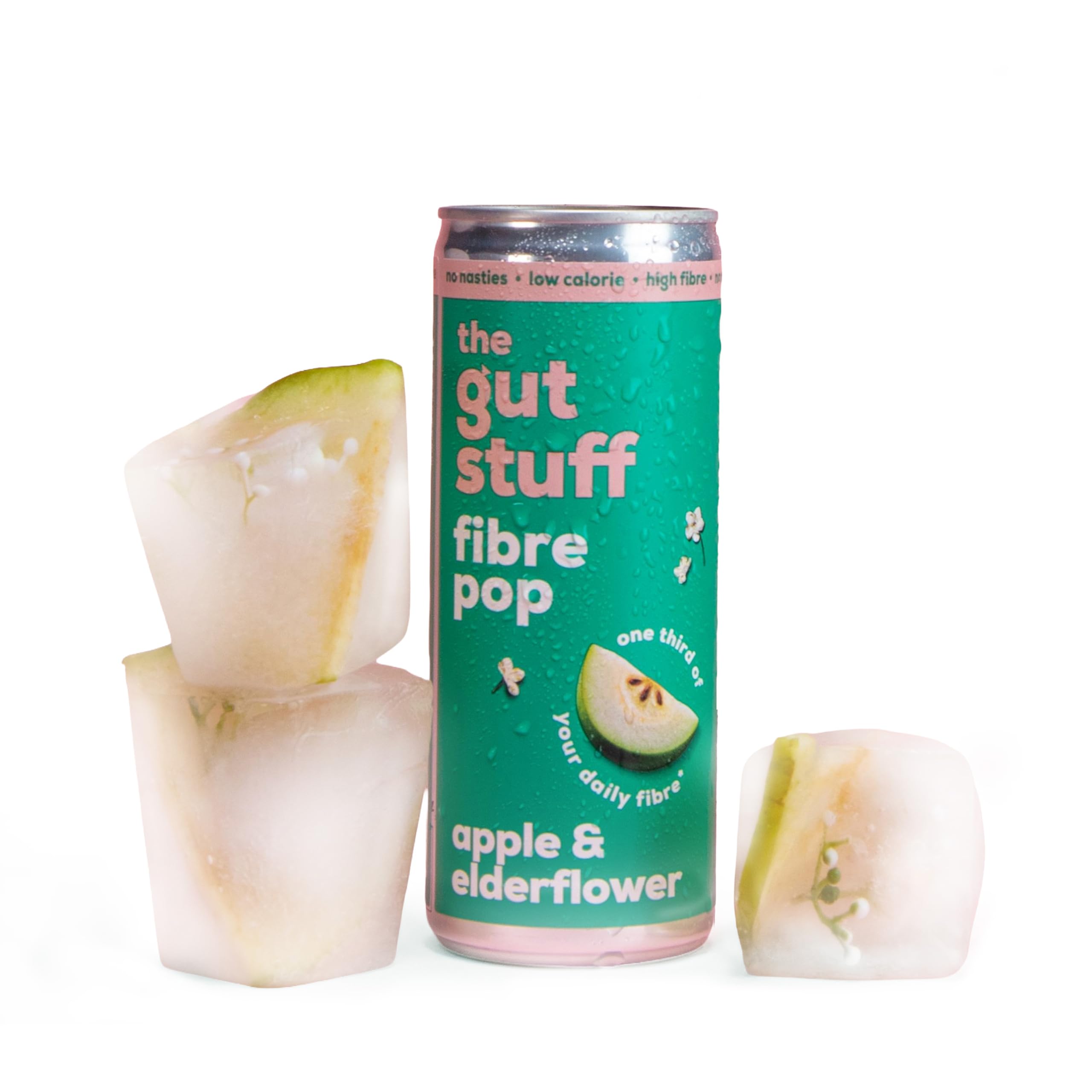 The Gut Stuff High Fibre Soda, Apple & Elderflower Flavour - 12 x 250ml
