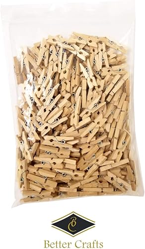 Miniatura 3 de Mini pinzas de madera natural para manualidades o decoración de interiores. Lindos alfileres de ropa a granel (500, 1 pulgada)