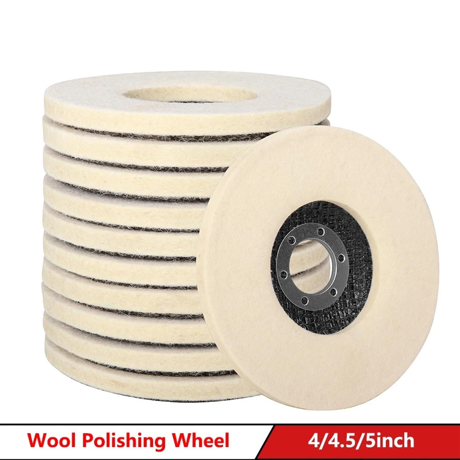 100/115/125 mm Wełniana tarcza polerska, do szlifierki kątowej, filcowa metalu, marmuru, szkła i ceramiki(10pcs,115mm)