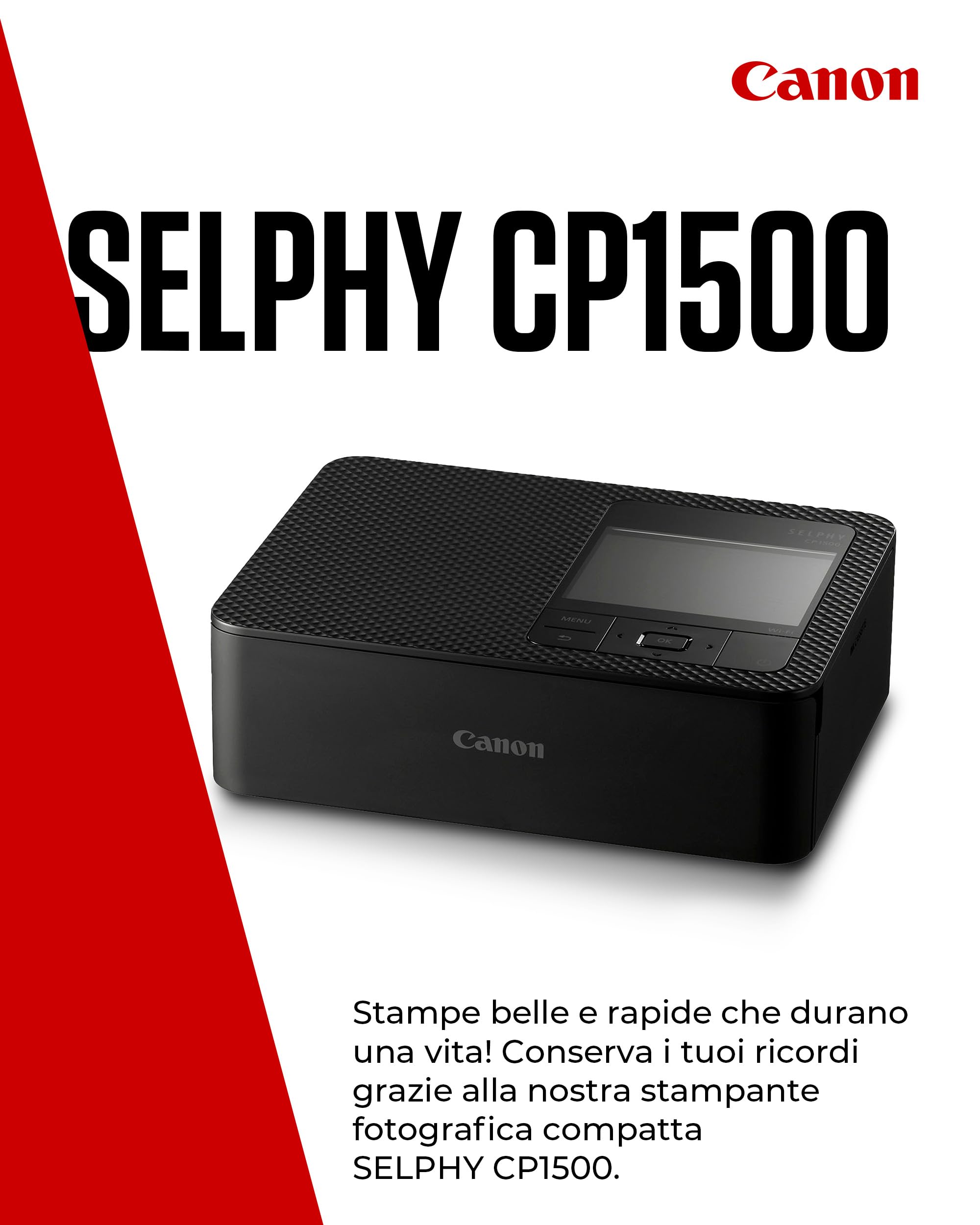 Canon SELPHY CP1500 Stampante Fotografica Compatta Wireless USB-C SD Nero