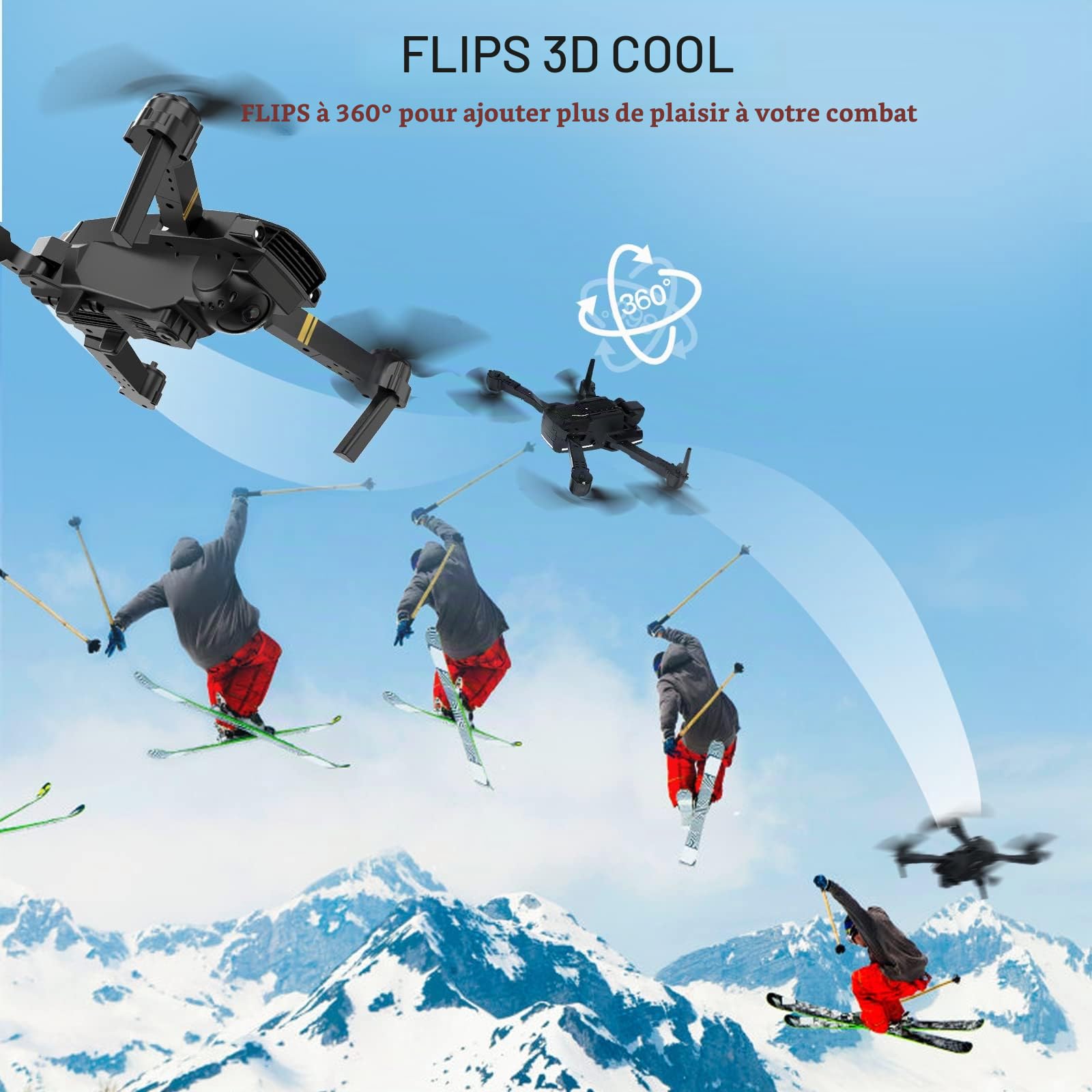 Drone avec caméra 1080P débutant RC Quadcopter, drone pour enfants, FPV Live Video, Altitude Hold, One Key Take Off/Landing, 3D Flip. Cadeaux pour filles/garçons