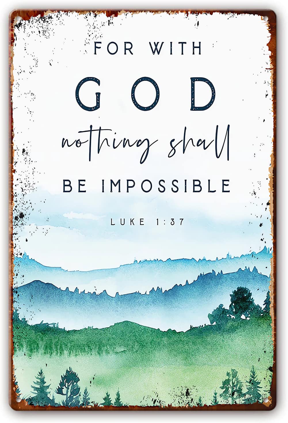 for with God Nothing Shall Be Impossible Luke 1 37 Metal Sign Bible Verse Wall Art Print Modern Christian Wall Art Nursery Kids Scripture Poster Artwork Printing Pictures 6x8 Inch