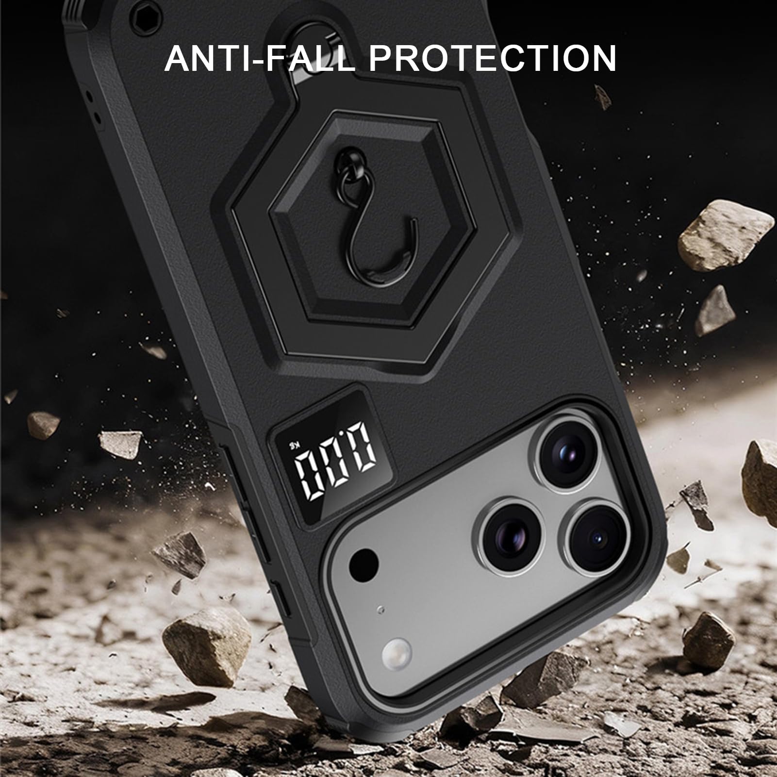 Schlanke Hülle Für iPhone 17 Pro Max/17 Pro/Air/17, Verstellbarem Ständer, Militär Schutzhülle Rutschfestem Griff Stoßfest Handyhüllen,Schwarz,17 Pro