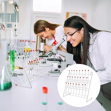 24-Peg Bottle Drying Rack for Lab Glassware and Milk Bottles, Space-Saving Wall-Mount Design, Non-Slip Red Top, Sturdy Iron Frame, Ideal for Kitchen, Lab, Classroom Use