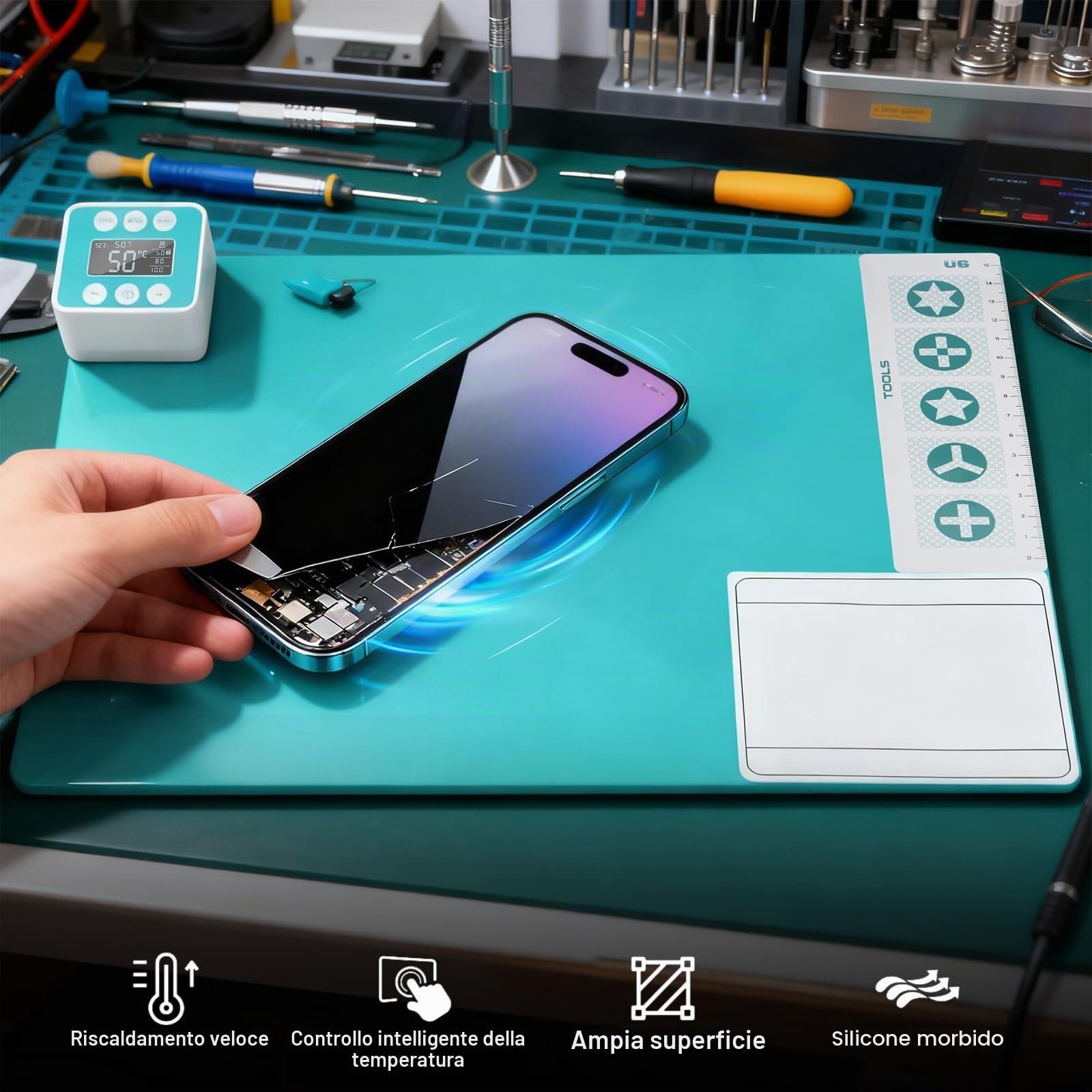 Piastra Riscaldante per Schermo LCD, Piastra Riscaldante per Smartphone e Pad 320W Separatore di Schermo del Telefono Cellulare Schermo LCD Separatore Tappetino Riscaldante LCD - 38x22x3,5cm