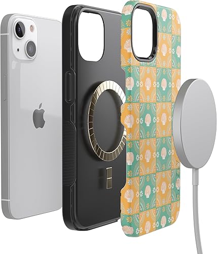 Vista 824 de Casely Funda para iPhone 13 Compatible con MagSafe Color Splash de medianoche Funda retro abstracta Color de medianoche Splash Abstracto