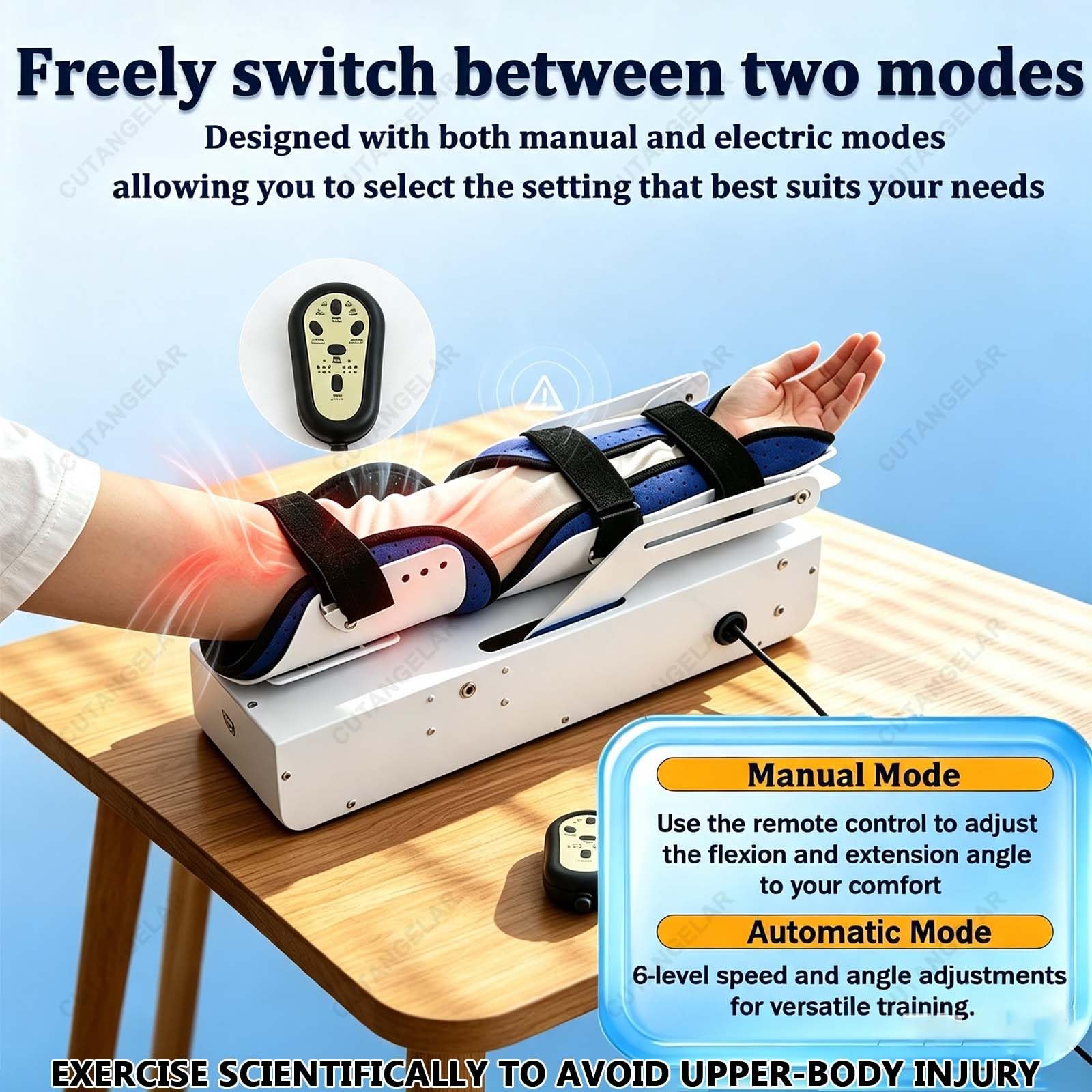 Máquina De Fisioterapia Para Codo, Dispositivo Eléctrico De Rehabilitación | De Brazo Con Soporte Ajustable Para El Codo, Dispositivo De Rehabilitación De Brazo Con Riel Deslizante, 6 Ajustes