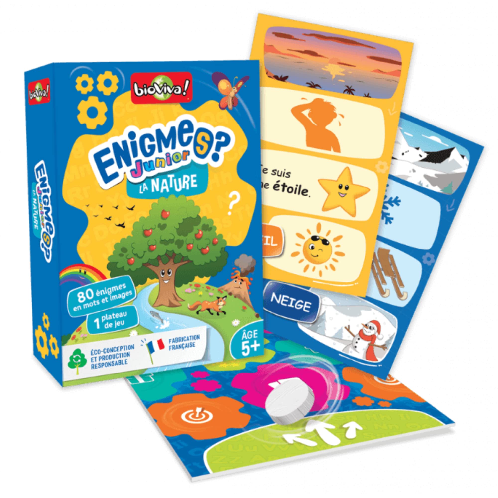 Bioviva Junior-Les Animaux-Devinez La Réponse Le Plus Rapidement Po Grace Aux Indices Jeu De Cartes Collection Enigmes Amz