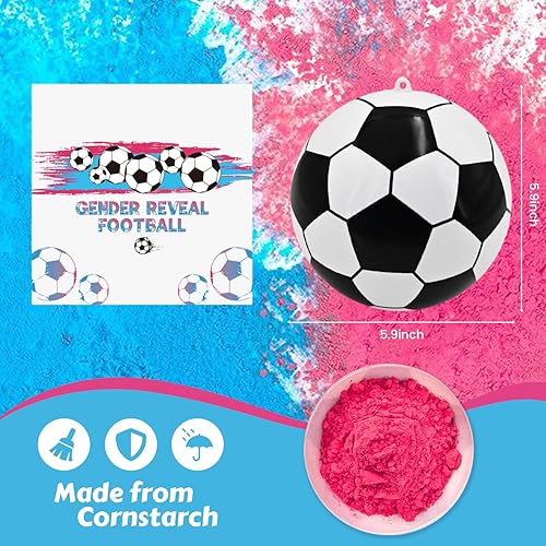 Miniatura 2 de Kit de polvo de pelota de fútbol para revelación de género, 1 azul y 1 rosa, ideas locas para revelar el género, kit de pelotas de fútbol para