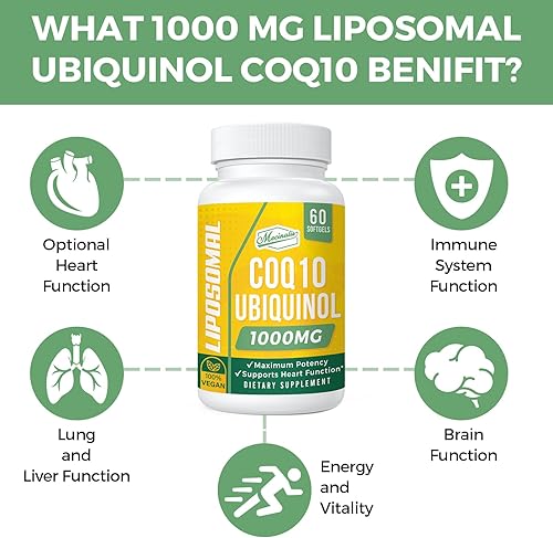 Miniatura 4 de Mecinalis Cápsulas blandas liposomal CoQ10 de 1000 mg  Mejor absorción CoQ10 Suplemento Ubiquinol  Apoya la salud cardíaca y la producción de