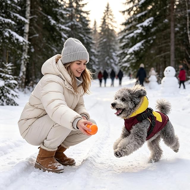 Foto 2 de 7 de PETCUTE Abrigo para Perros con Capucha,Chaqueta Cálida Invierno para Perros con Forro Polar,Ajustable Abrigo…