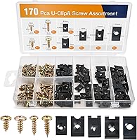 GOOACC 170Pcs U-Clips & Screws Assortment Kit, 9 Sizes for Car Door Panel, Fender, Bumper Trim Repair - Rustproof Steel