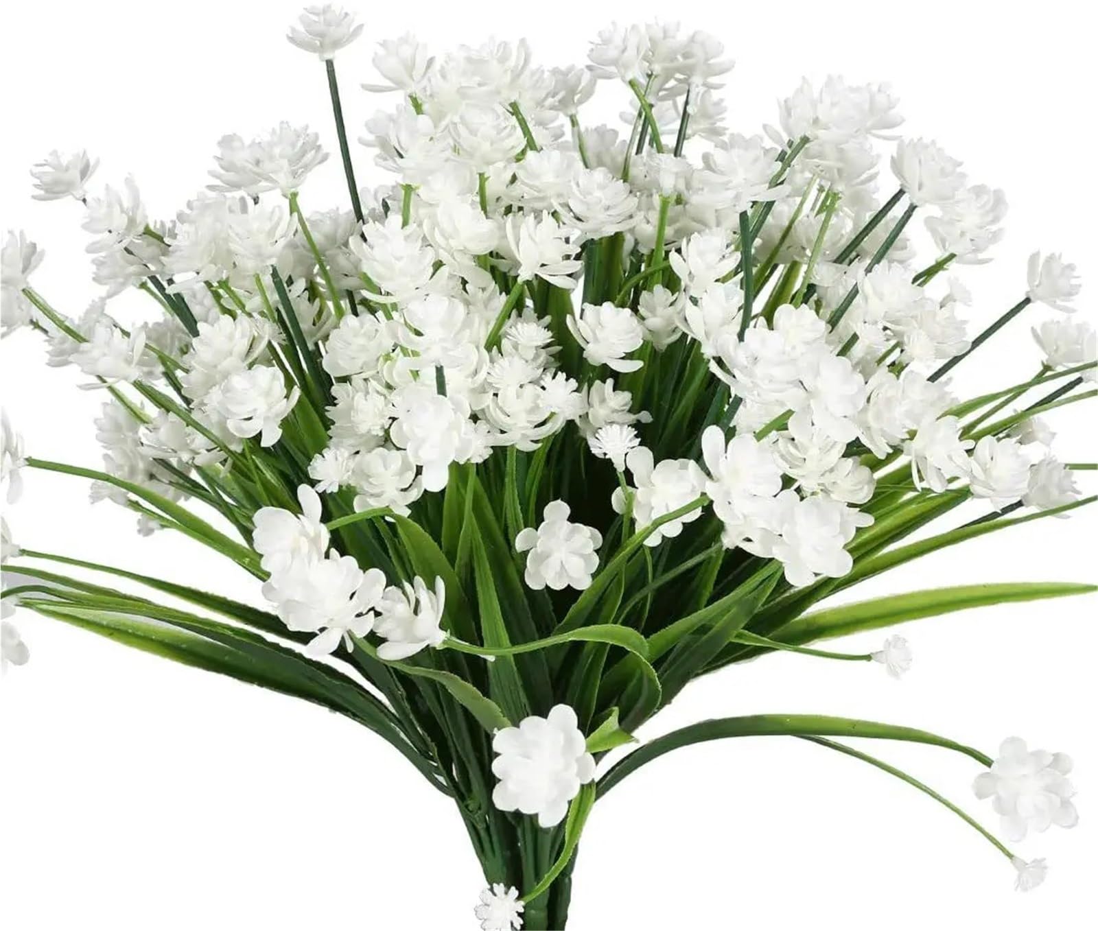 Dcrxz Artificial Flowers 5 Bundles Artificial Flowers UV Resistant Greenery Shrubs Plants for Home Garden Kitchen Office Wedding Decoration Fake Flower(White)