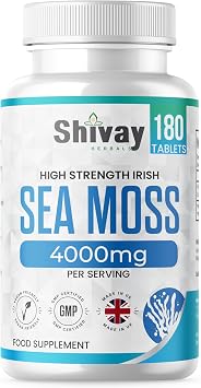 Sea Moss Extract 4000mg Per Serving | 180 Vegan Tablets - 3 Month Supply | High Strength Irish Sea Moss | Made in The UK by Shivay Herbals