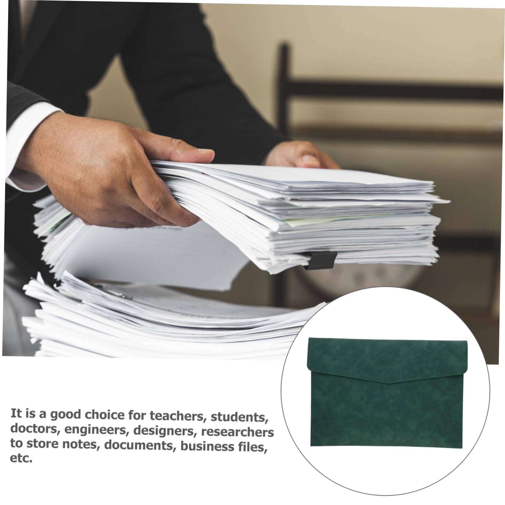 DOITOOL Borsa Portadocumenti in Ecopelle Pieghevole Con Bottone Organizer Cartelletta Per Ufficio e Viaggi Porta File Multifunzionale Per Contratti e Fatture Custodia Portatile Per Donna e