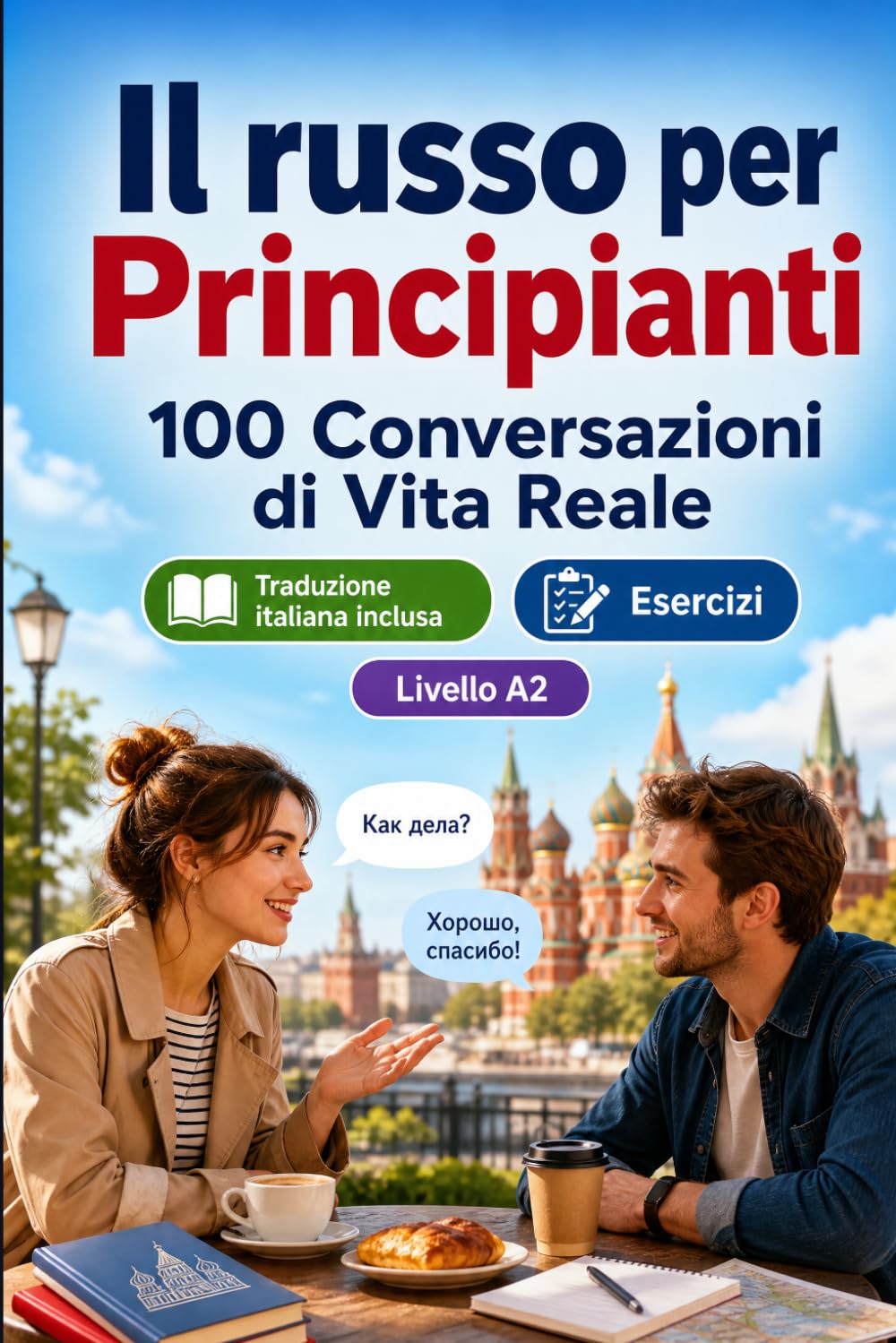Il russo per Principianti A2: 100 Conversazioni di Vita Reale: Impara il russo con 100 dialoghi bilingue, saluti, viaggio, spesa, lavoro, traduzione, vocabolario ed esercizi