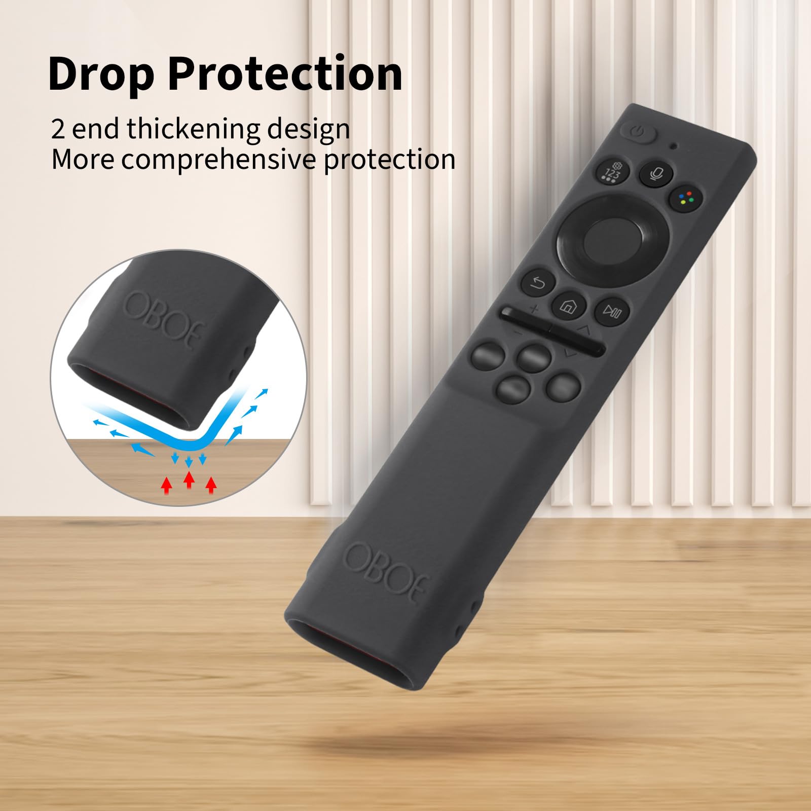 Oboe Silicone Tv Remote Cover Compatible with Samsung Smart Tv Remote 2026 Model BN59-01498A Open Key Case with Lanyard (Dark Grey) [REMOT E NOT Included] — Amazon image 3