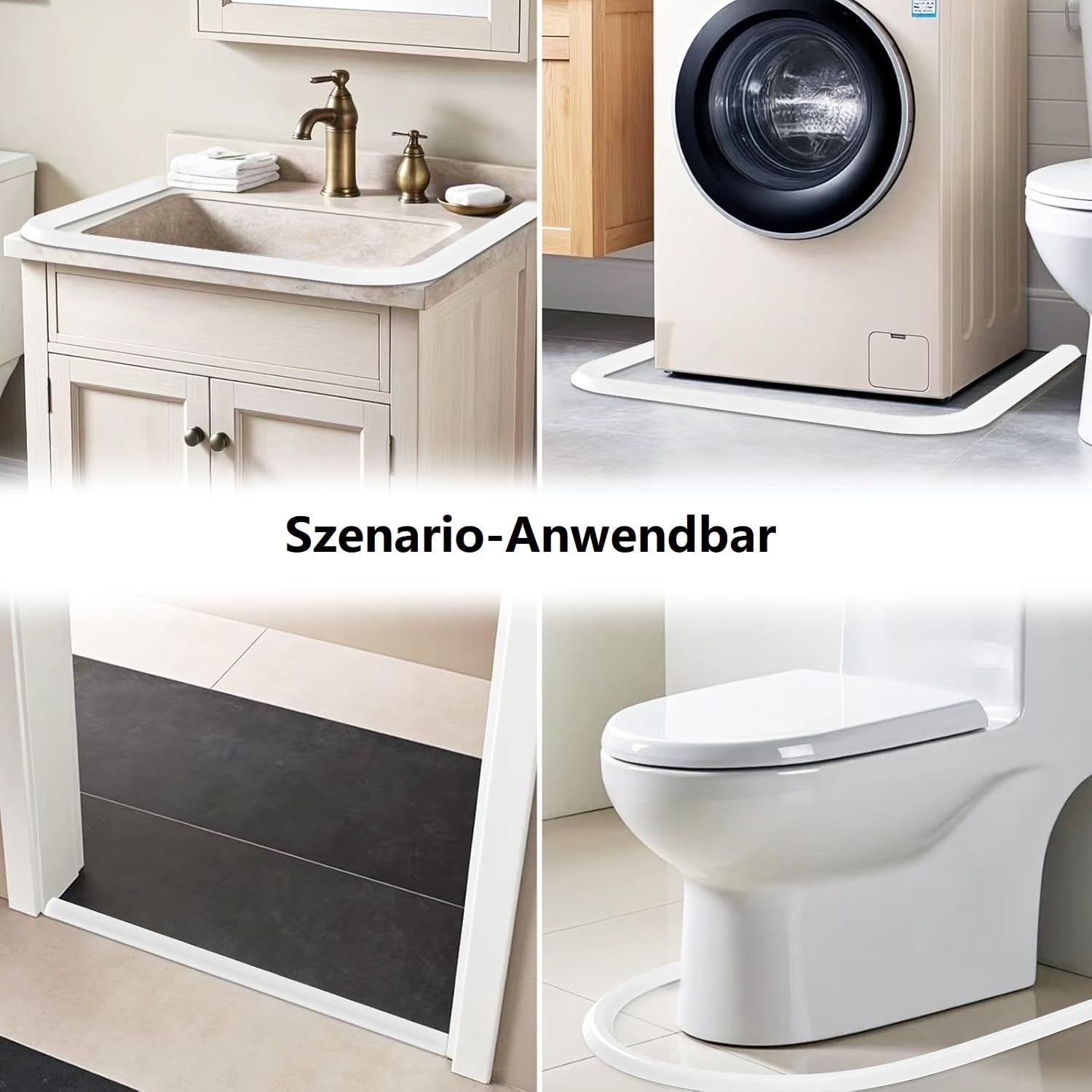 Striscia protettiva per doccia autoadesiva, in silicone, per pavimento e cucina, colore: bianco, 205 cm