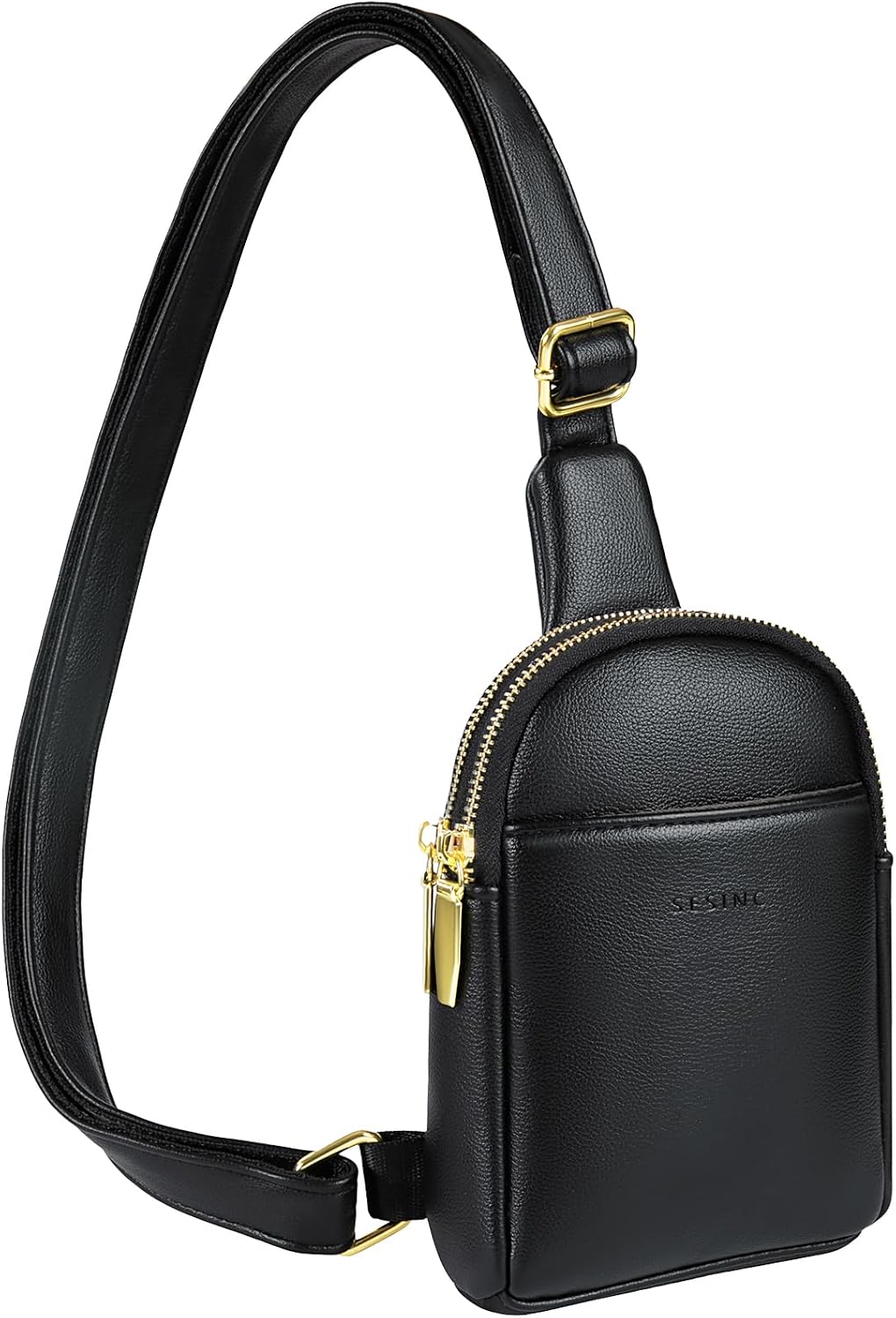 Waterproof Leather Crossbody Sling Bag - Small, 3 Pockets, Adjustable Strap for Women & Men