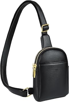 Waterproof Leather Crossbody Sling Bag - Small, 3 Pockets, Adjustable Strap for Women & Men