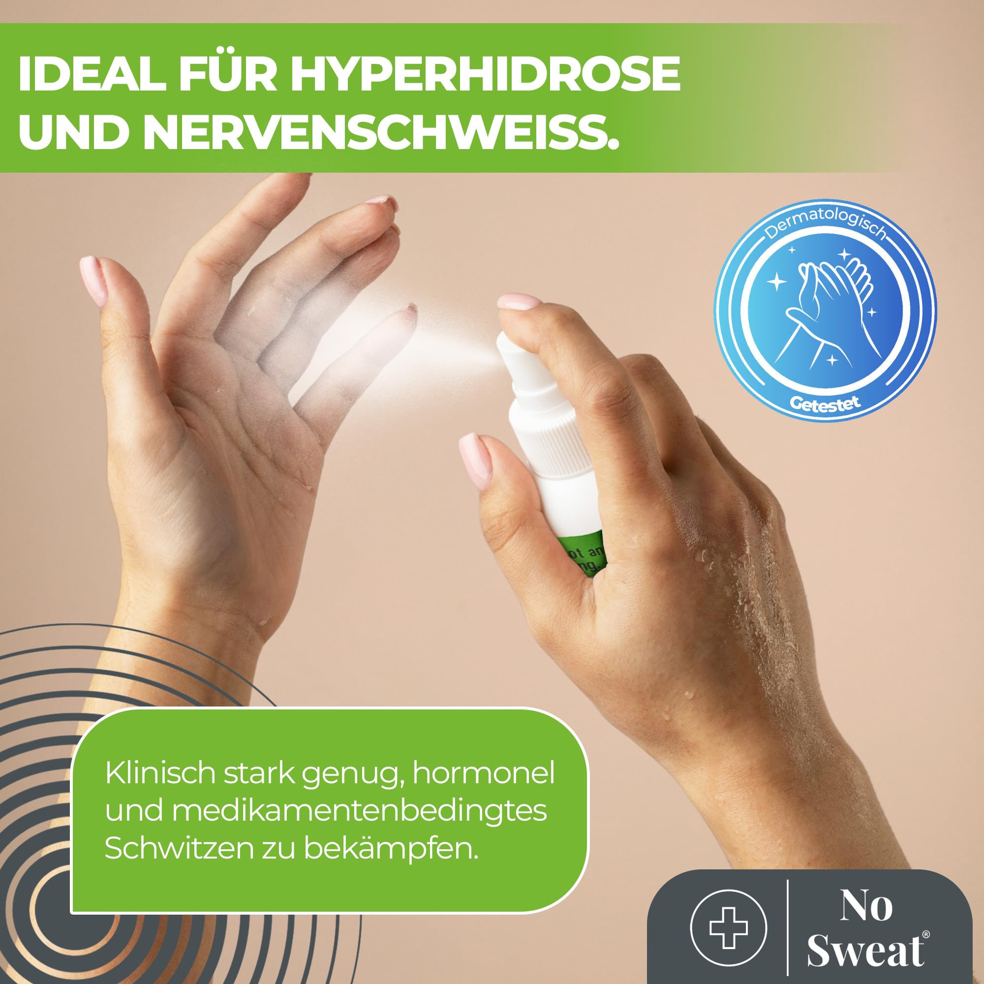 NO SWEAT Force maximale, déodorant puissant Liquide pour le traitement de la transpiration excessive et de l'hyperhidrose, dure jusqu'à 7 jours -50 ml)