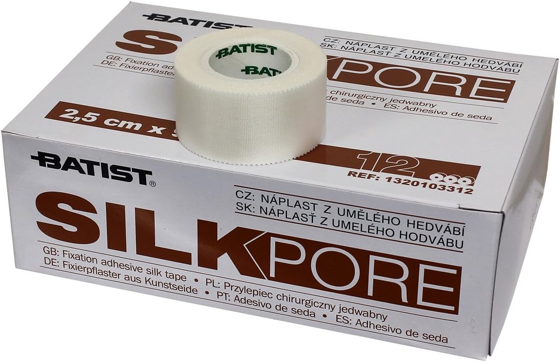 1 roll of silk tape, Batist fabric tape, 2.5 cm x 9.15 m, fixing tape for dressings