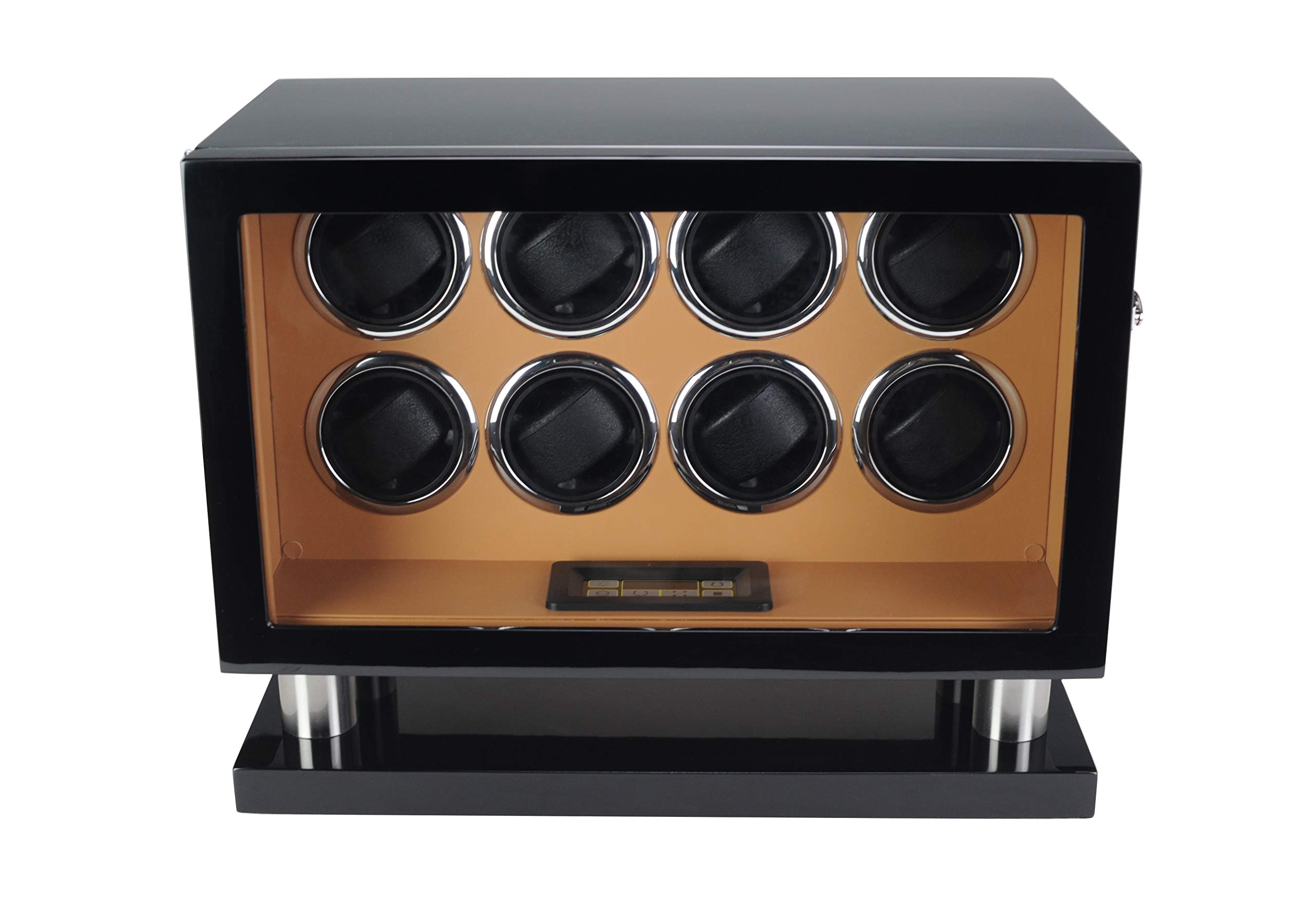 MR Maestro Relojero - Vitrina Watch Winder para Relojes Automáticos | Caja Lacada en Fibra de Carbono Negro | 4 Variedades de Rotación | Funcionamiento Silencioso | Anillo Reforzado, Material: Madera