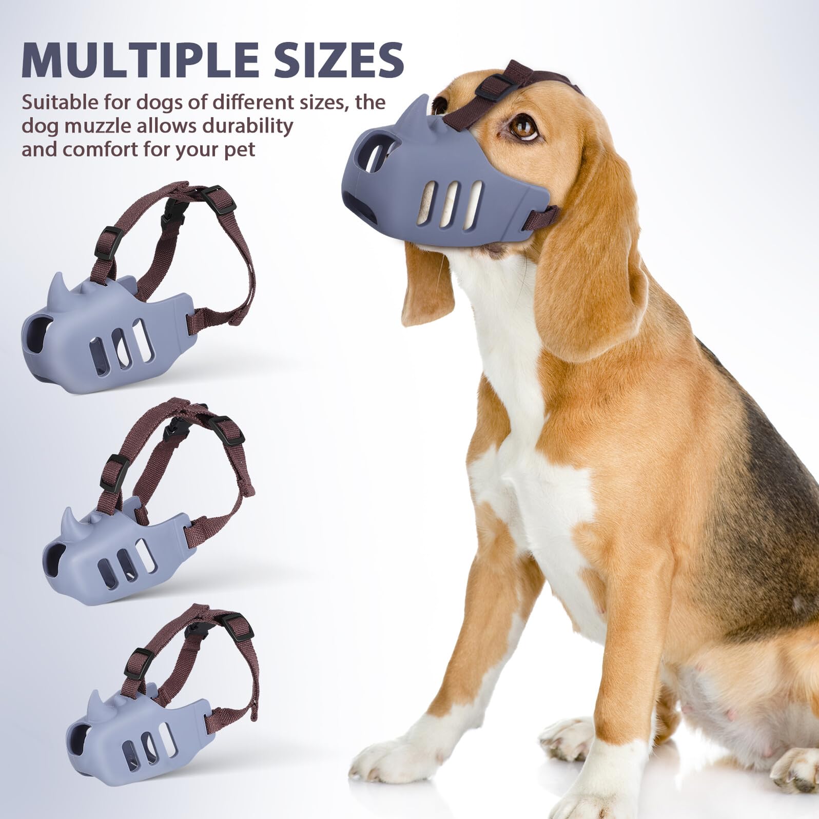 NUOBESTY 3 pezzi Museruola per Cani Regolabile in Silicone Morbido per Controllo Morsi Riduzione Abbaio e Prevenzione Ingestione Traspirante e Confortevole per Cani Piccoli Medi e Grandi