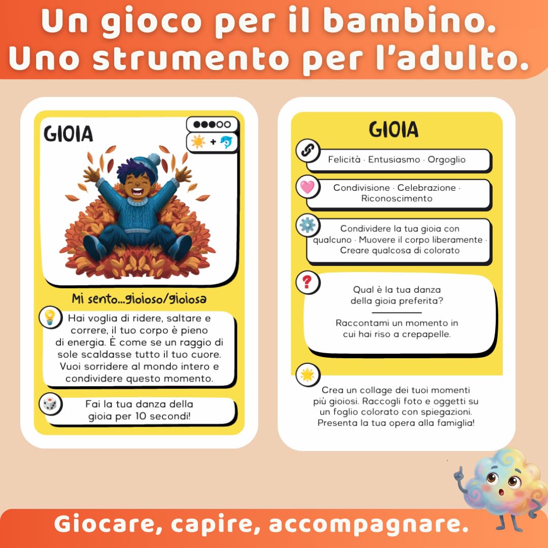 EmoKids - Gioco delle Emozioni per Bambini (4–10 anni) - 55 Carte Illustrate + 8 Mini-Giochi - Educazione Emotiva e CNV - Comprendere, Nominare e Gestire le Emozioni – Metodo Montessori