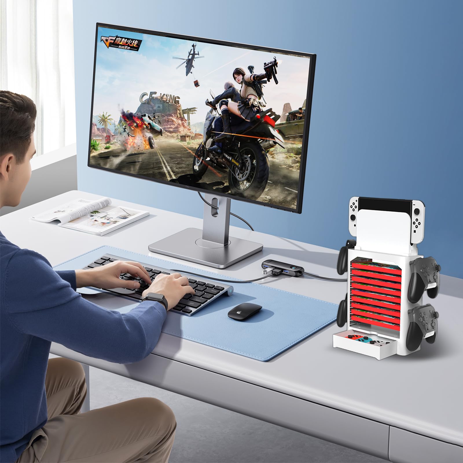 Supporto portaoggetti per videogiochi – Torre Organizzatore per Controller, NS Switch/Switch OLED One Series, Giochi, DVD e dischi Blu-ray