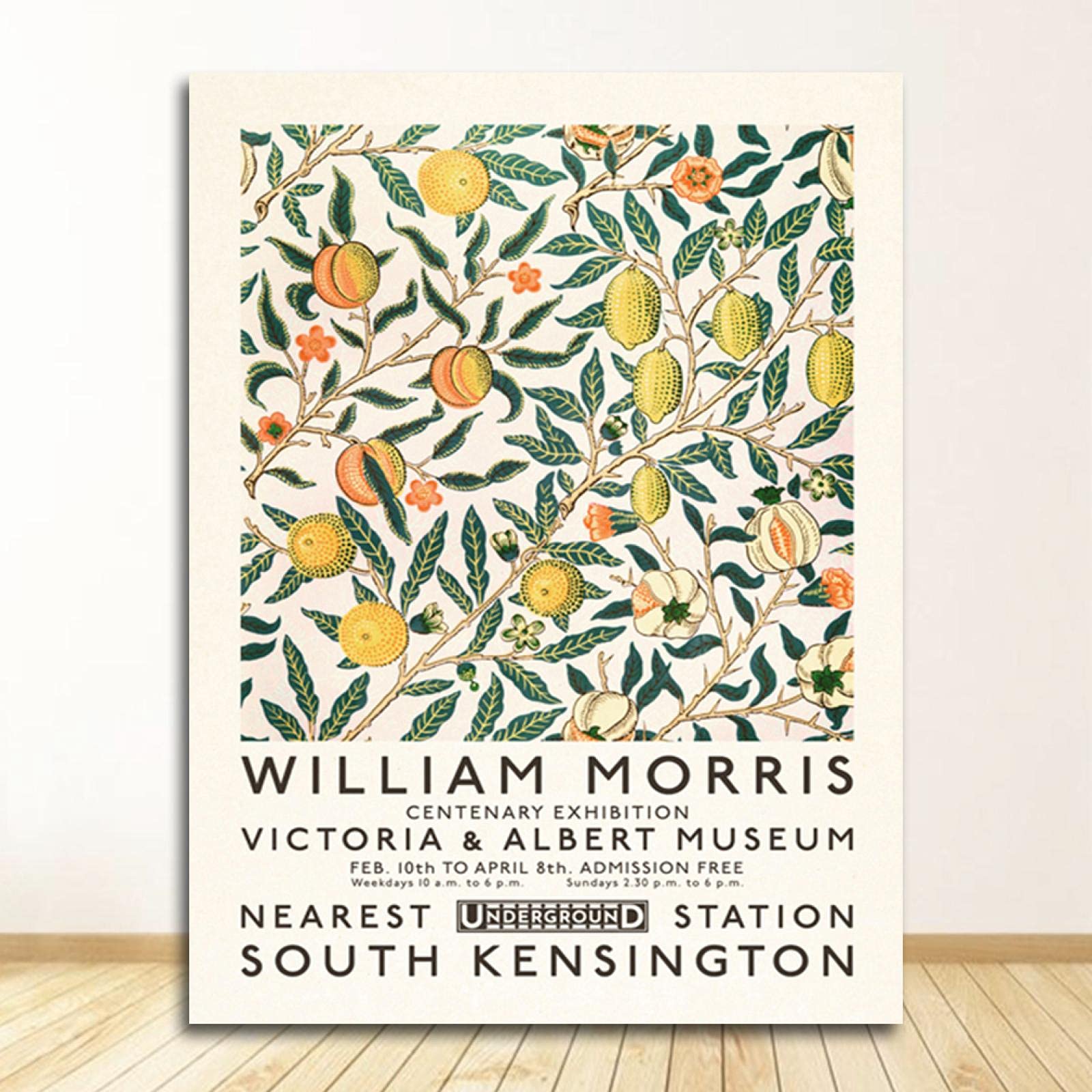 SDVIB London Underground Art Nouveau Pittura Murale William Morris Stampa Su Tela Il Victoria and Albert Museum Exhibition Poster 60x80cm-3 Pezzi Senza Cornice