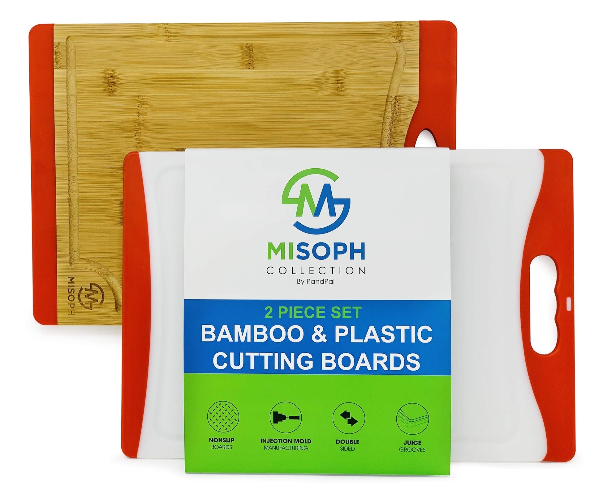 2 Piece Set Bamboo & Plastic Cutting Boards