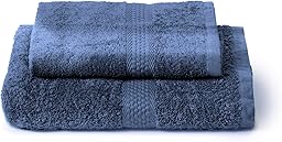 Caleffi Set Asciugamani Bagno Viso e Bidet in Cotone, Asciugamani Resistente a Lavaggi, Include 1 Asciugamano Viso 55x100 cm e 1 Asciugamano Bidet Ospite 40x60 cm, Asciugamani 2 Pezzi, Indigo