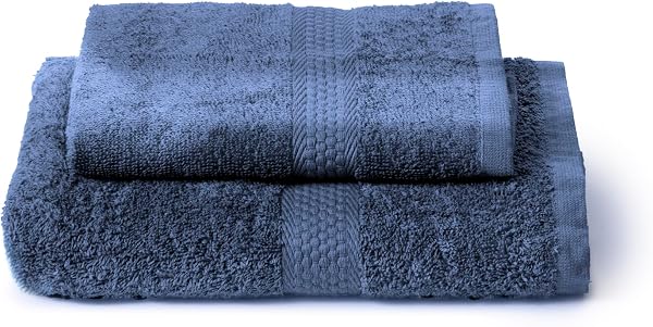 Caleffi Set Asciugamani Bagno Viso e Bidet in Cotone, Asciugamani Resistente a Lavaggi, Include 1 Asciugamano Viso 55x100 cm e 1 Asciugamano Bidet Ospite 40x60 cm, Asciugamani 2 Pezzi, Indigo - 1