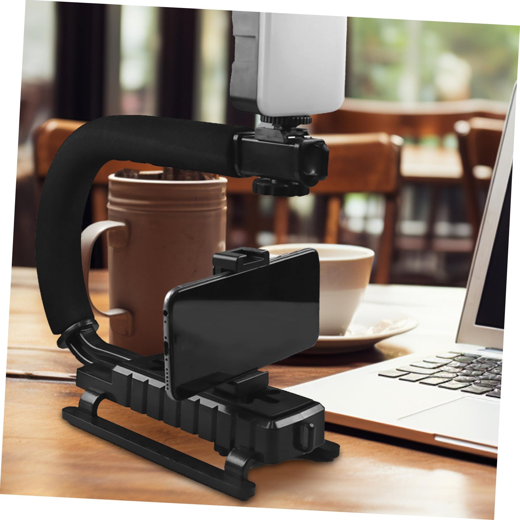 Stabilizzatore per Fotocamera Portatile a U Nero in Abs | Lega di Alluminio e Schiuma, per Dslr e Camera, Design Multifunzione per Outdoor e Viaggio
