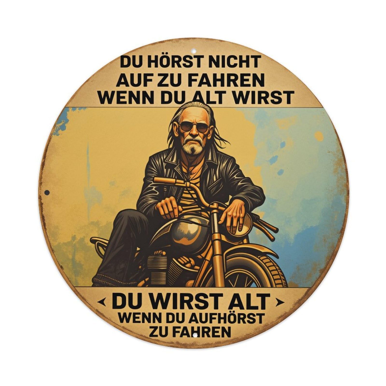 Old Man Riding Motorcycle Metal Tin Sign Vintage Garden Bedroom Cafe Bar Man Cave Home Wall Decor Metal Poster 8x8 inches