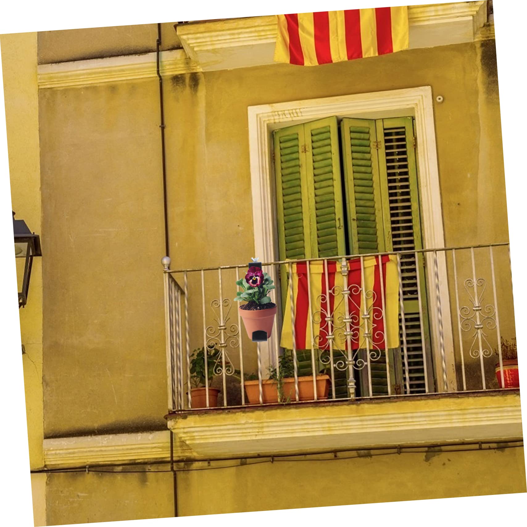 ifundom Crochet Suspendre pour Pot de Fleurs en Fer Noir, Finition Soignée et Design Délicat, pour Balcon ou Salon, Lot de Pratique et Naturel