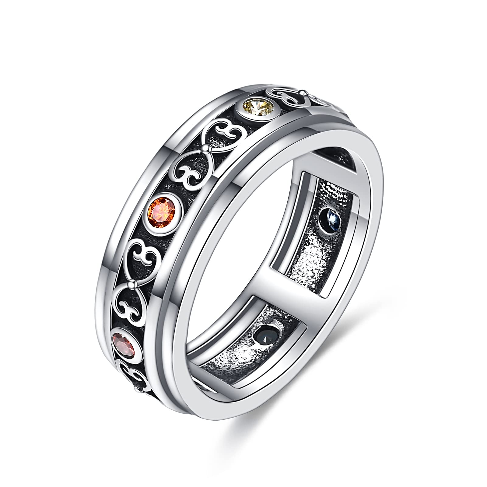 Fidget Ringe für Angst für Frauen Sterling Silber Chakra CZ Ringe