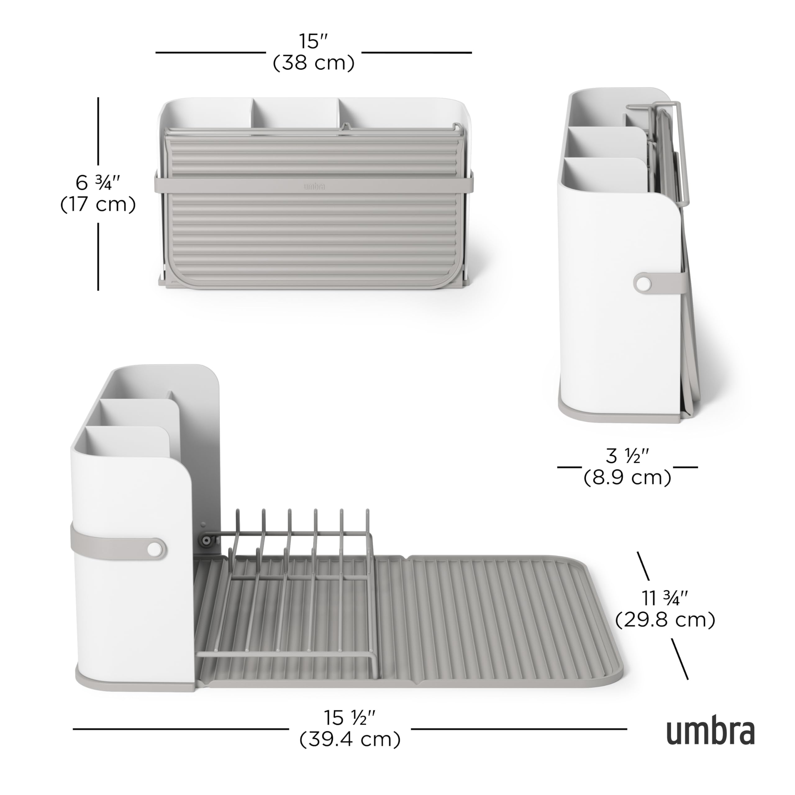 Umbra Égouttoir à Vaisselle Compact Pliable Blanc