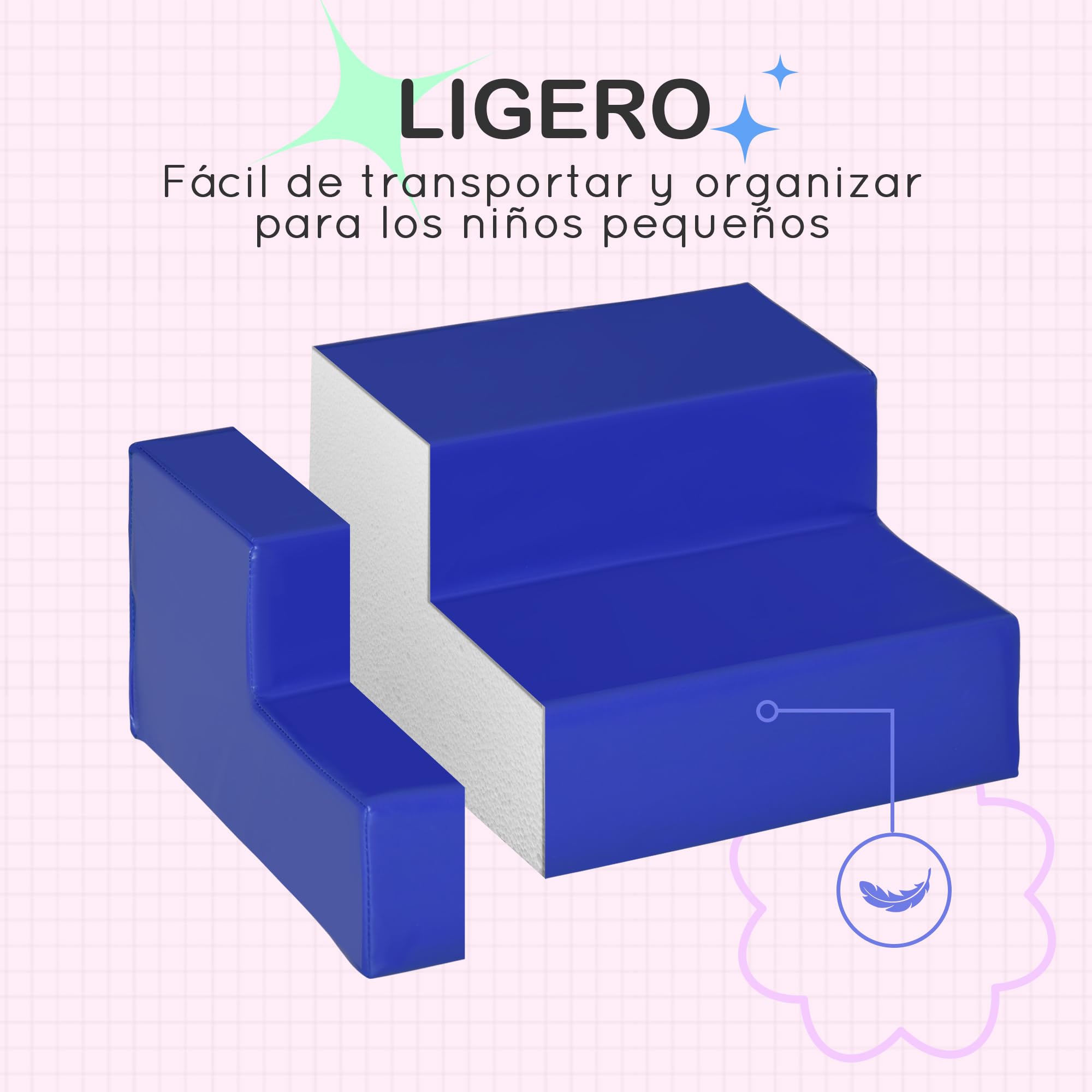 HOMCOM Juego de 4 Bloques de Psicomotricidad Infantil Bloques de Construcción Juguete para Aprendizaje para Escalar y Arrastrarse Multicolor