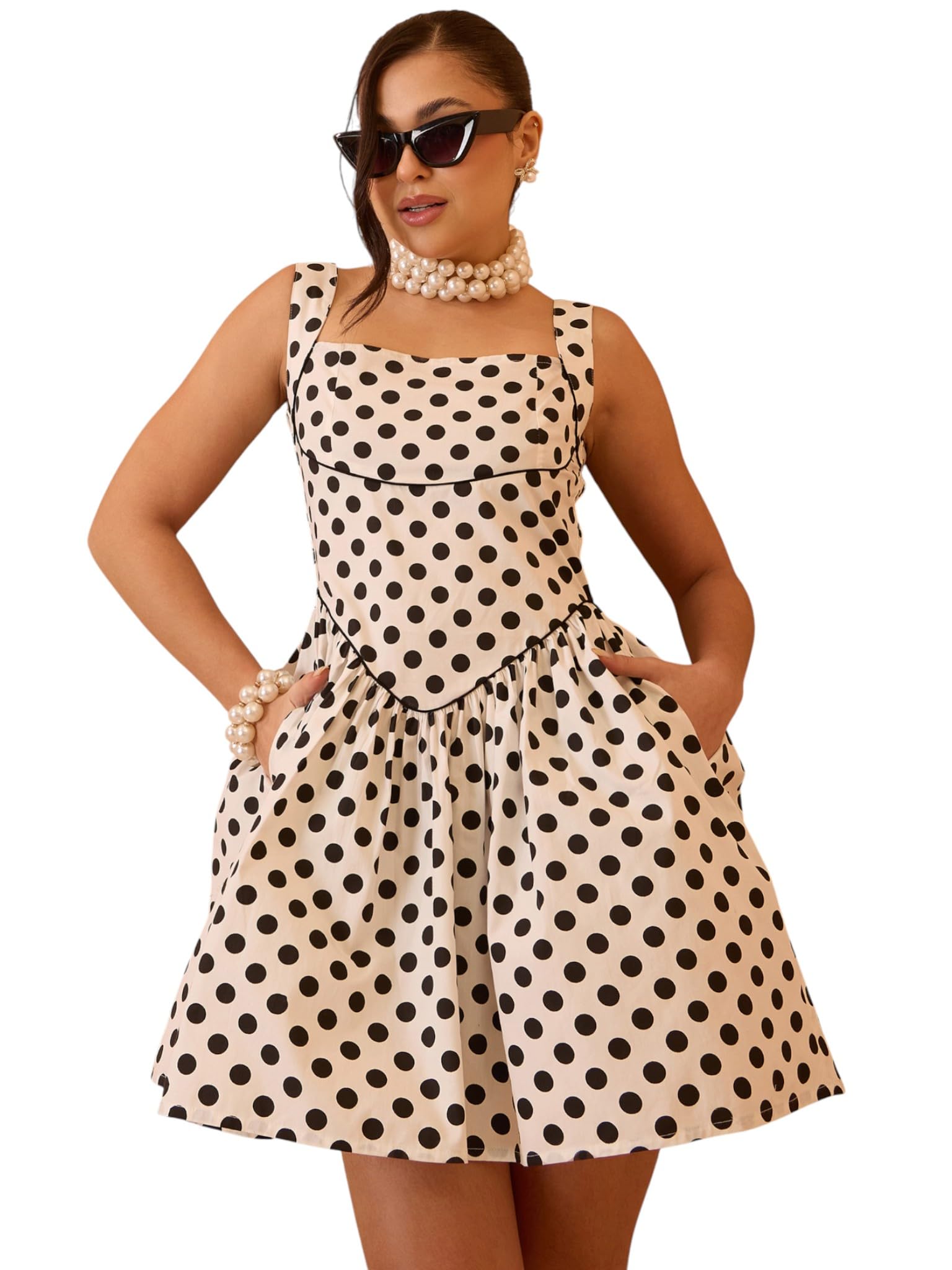 pink paprika by sassafras Women's Small Polka Dot Strappy Short Dress-picture-27