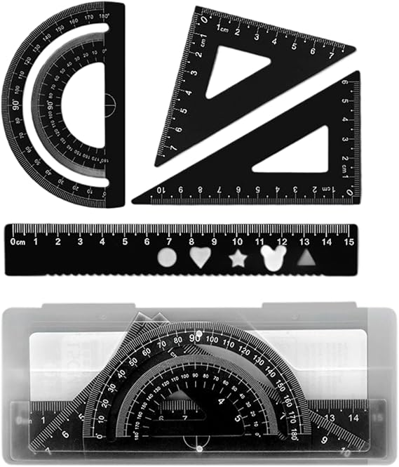 4 Pcs Protractor Drawing Set Metal Geometry Ruler Drawing Tool Math ...