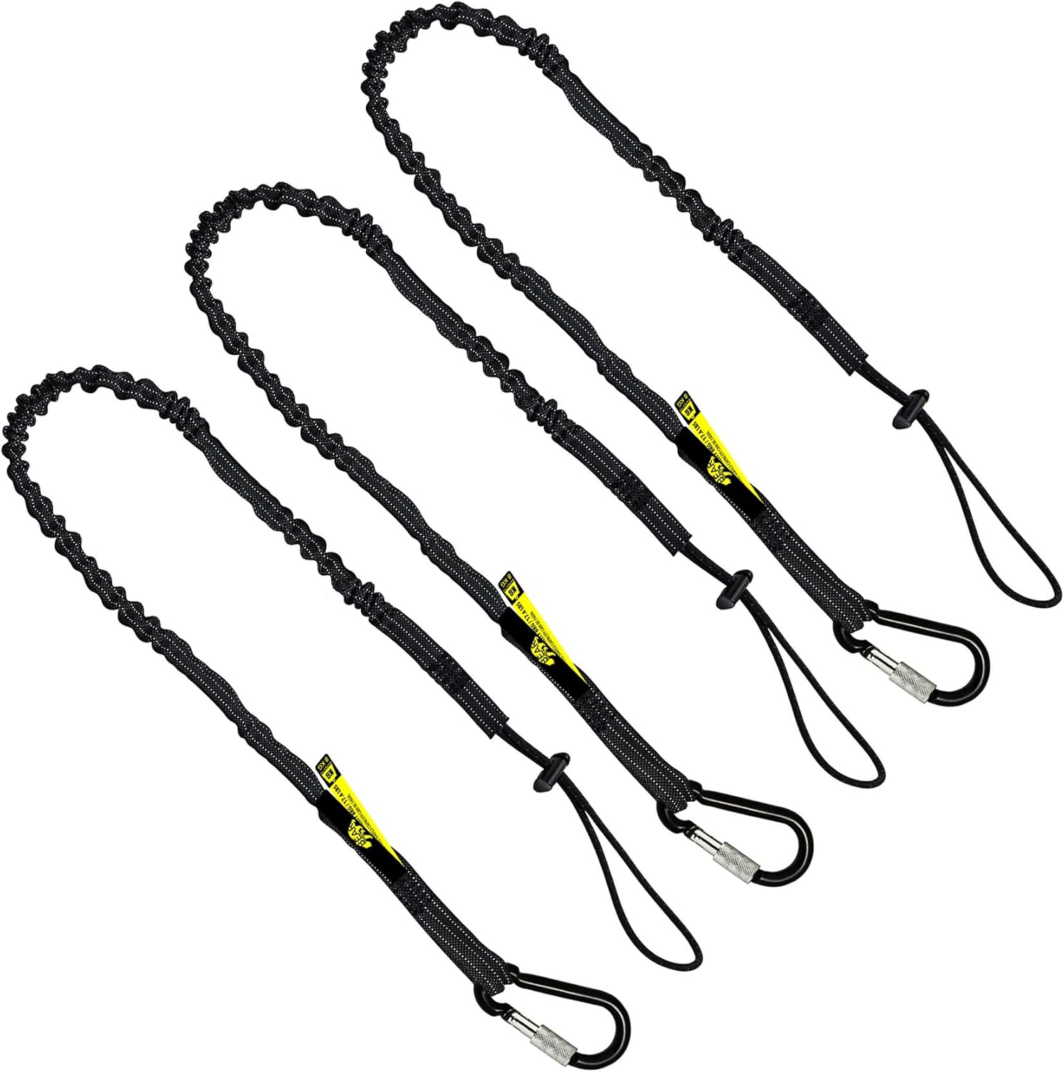 3 Foot Safety Tool Lanyard, Tough Scaffold Hard Hat Lanyard with Carabiner, Adjustable Loop End, Ultra-Durable, Premium Quality Materials Ideal for Scaffold, Tools, Construction 3PK Black (0923BS)