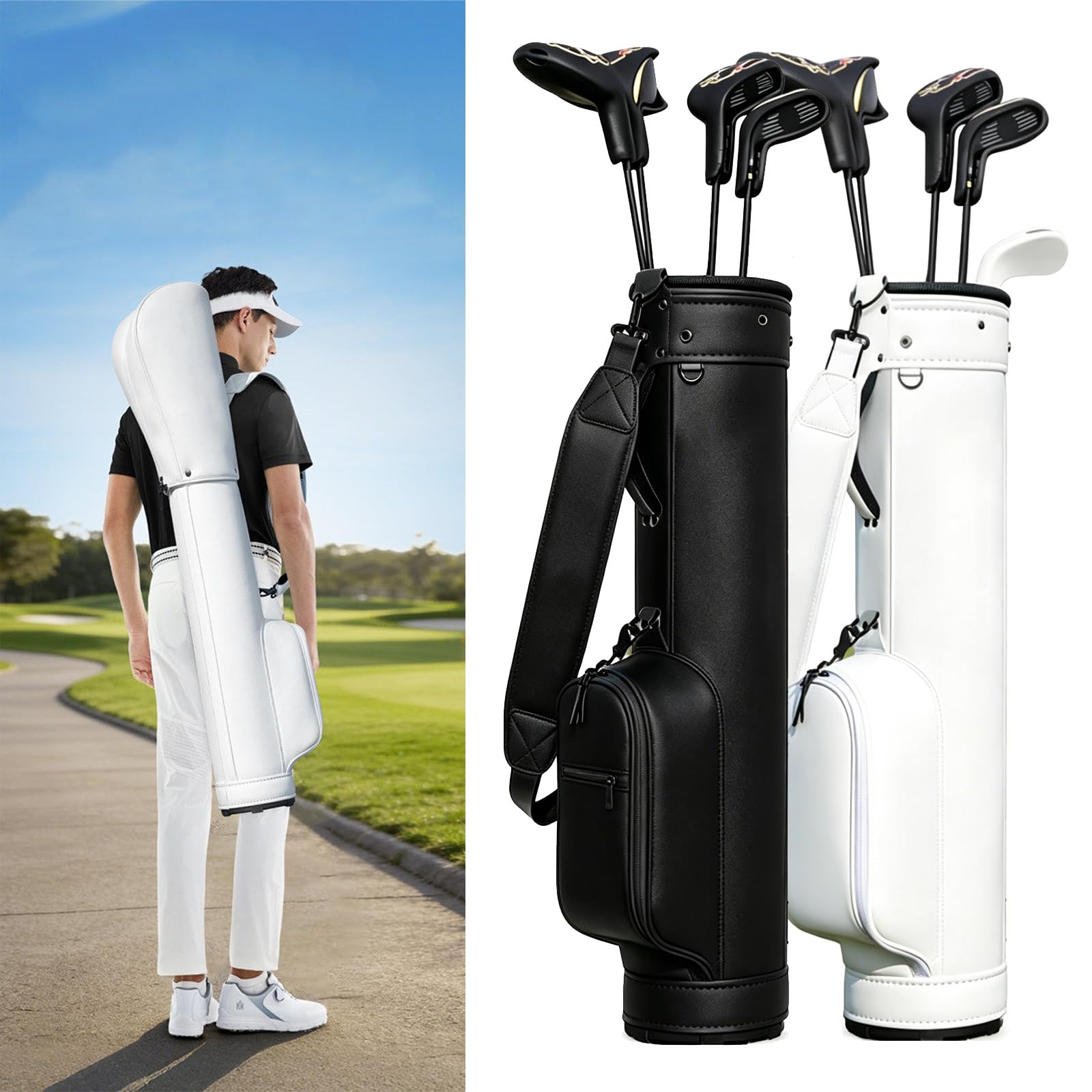 Borsa For Pistola Da Golf Leggera, Borsa Da Trasporto Da Golf Impermeabile Con Tracolla, Borsa Da Golf Portatile For Driving Range Nero/Bianco/Blu