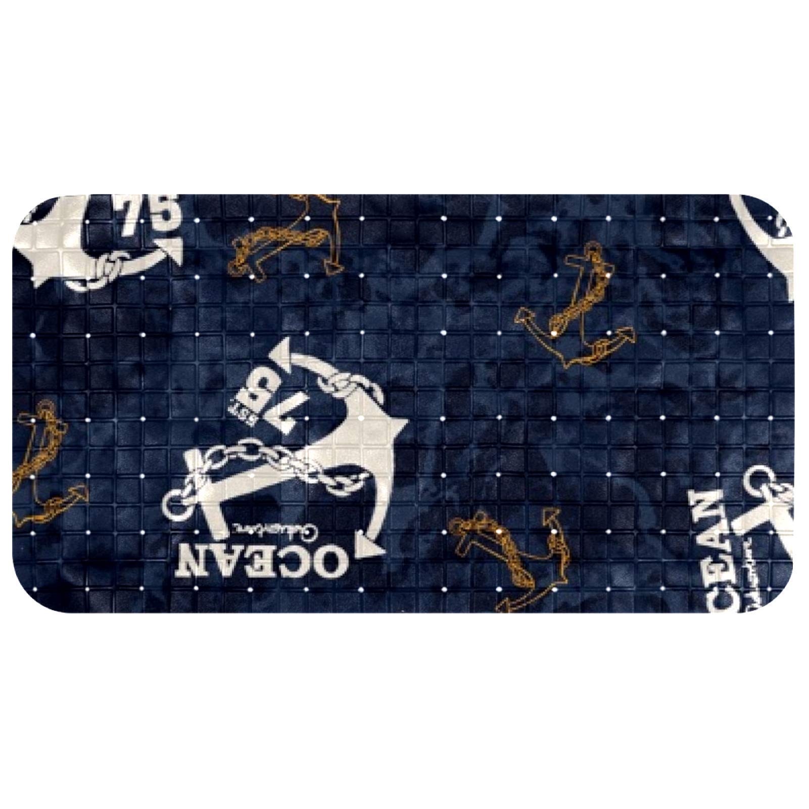 Tapis de douche pour enfants et bébés à ventouses motif ancre dorée 35x67 cm