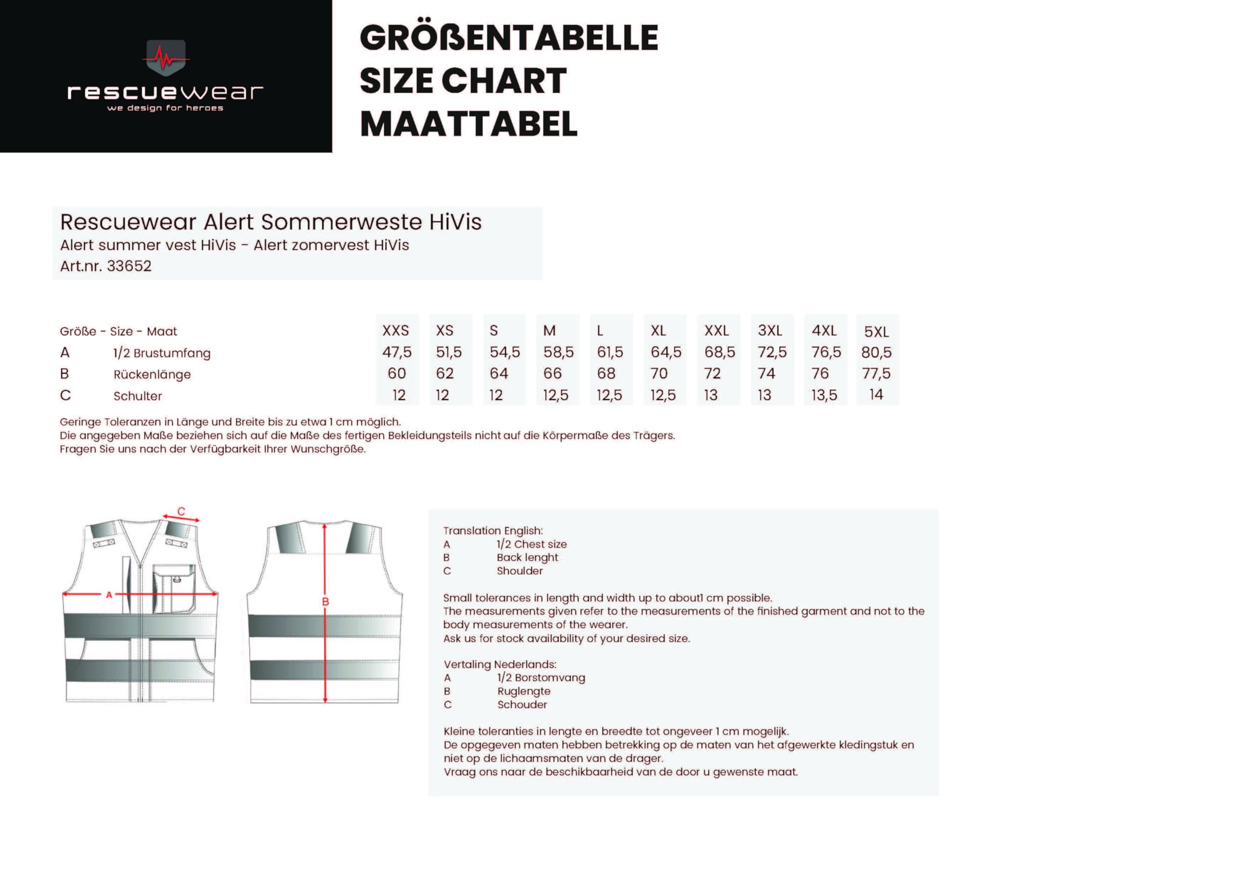 Alert Sommerweste HiVis 33652R68 – Warnweste Rot/Neon Gelb, EN ISO 20471 Klasse 1, Loxy® Reflexstreifen, 70% Polyester / 30% Baumwolle