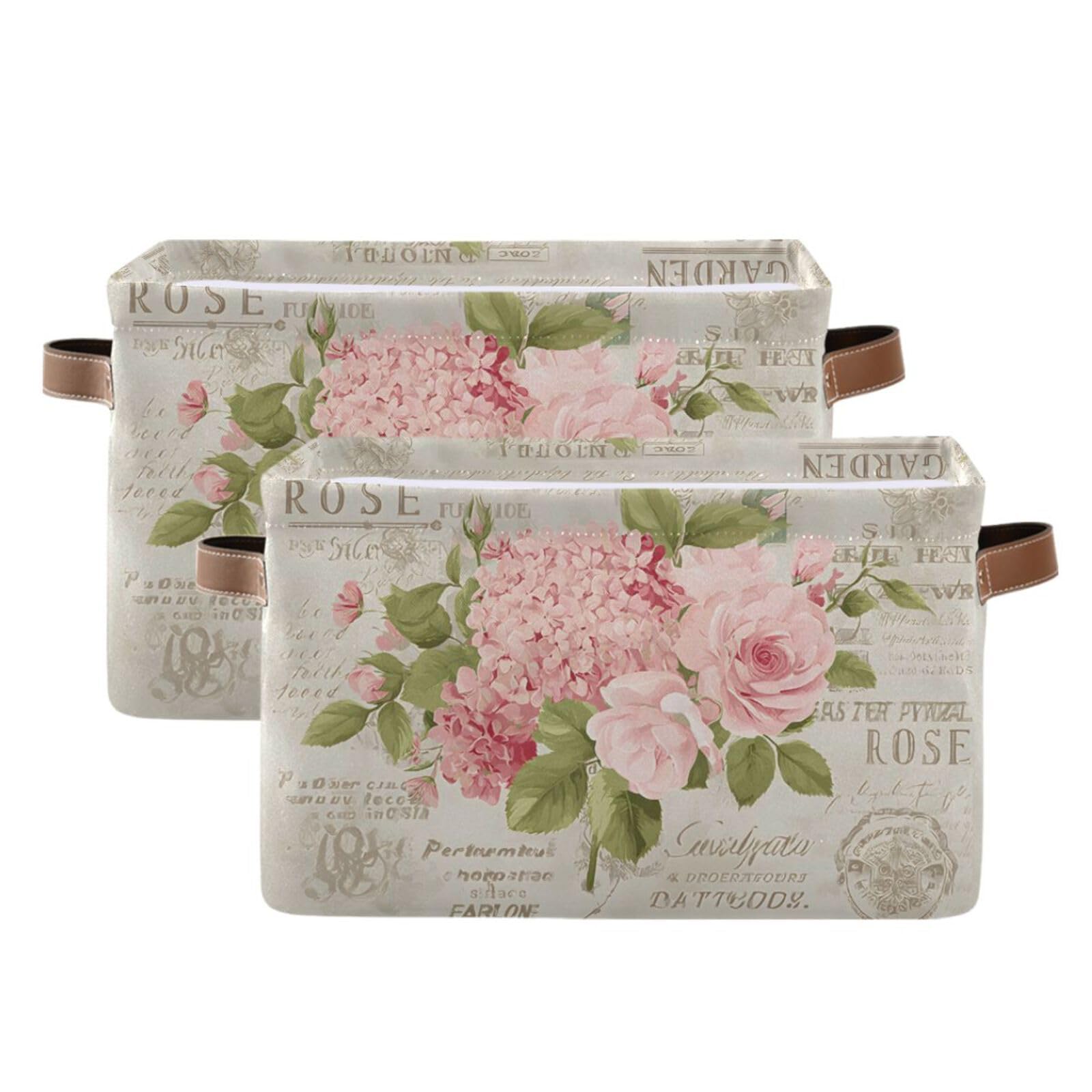 ALAZA Faltbare Aufbewahrungsbox mit Vintage-Blumenblüten, Aufbewahrungskorb, Organizer mit Griffen für Regal, Schrank, Wohnzimmer, Schlafzimmer, Zuhause, Büro, 1 Stück
